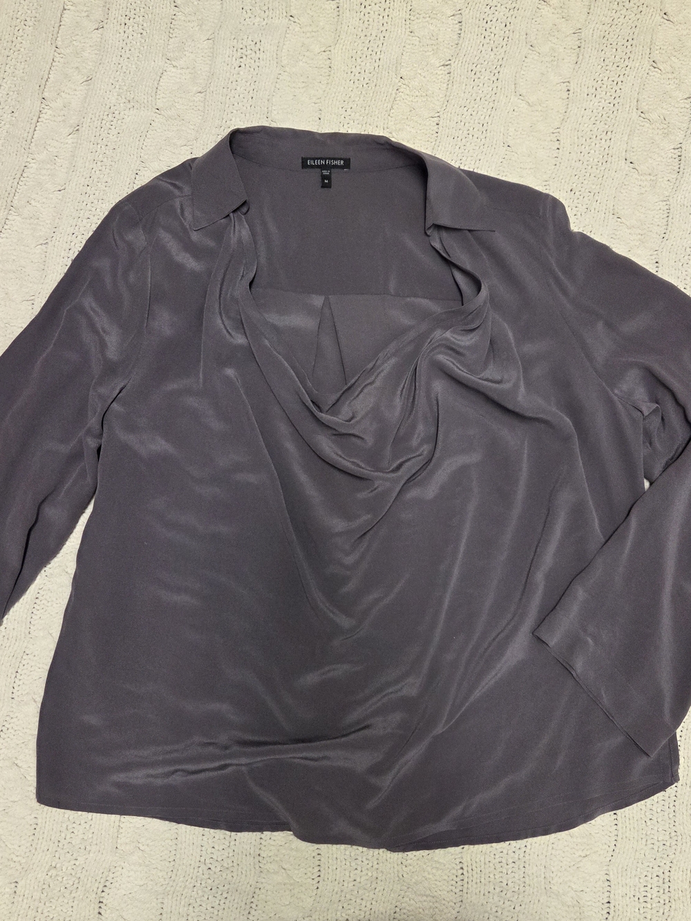 EILEEN FISHER Dusty Purple Draped Cowl Neck Blouse